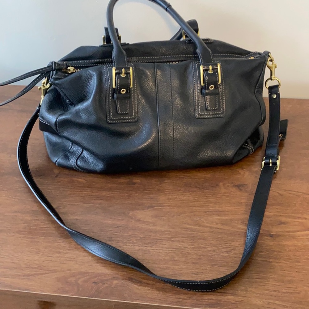 Black Coach Handbag with Crossbody Strap option